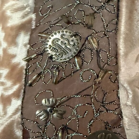 Sundance Champagne Dreams Damask Burnout Velvet Beaded Shift Lined Dress 10 NWT - Picture 11 of 16